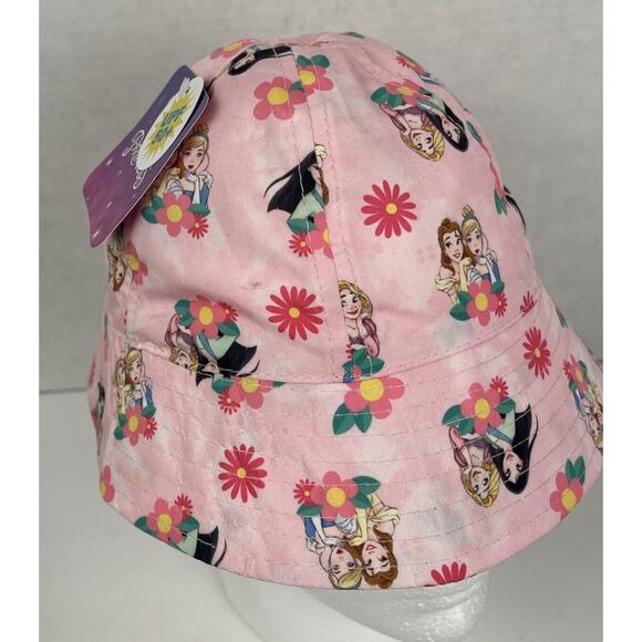 Disney Princess Bucket Hat Kids Toddler UPF 50 Multicolor Pink Chin Strap - Picture 1 of 8